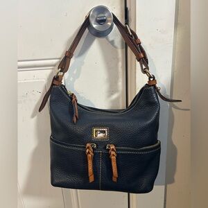 Vintage Dooney and Bourke pebbled blue leather Hobo shoulder bag. Outside great!